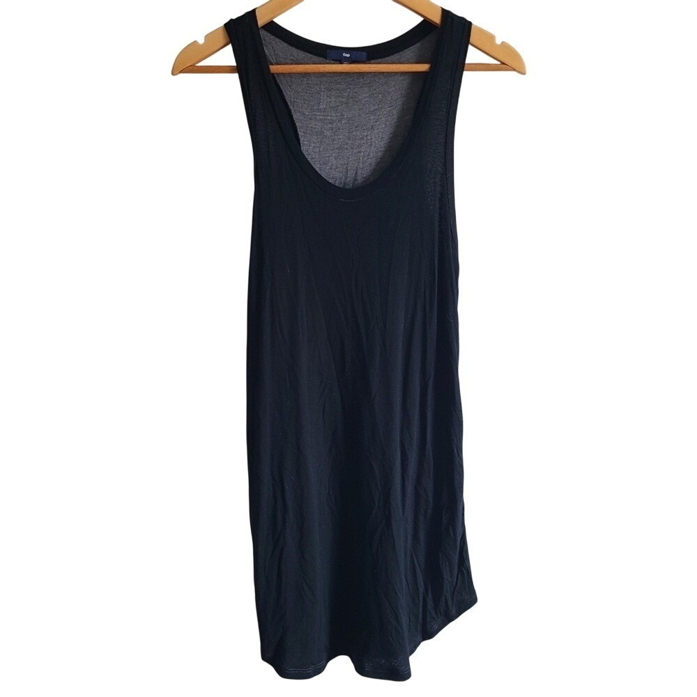 Gap‎ Black Modal Longline Scooped Hem Tank Top Medium